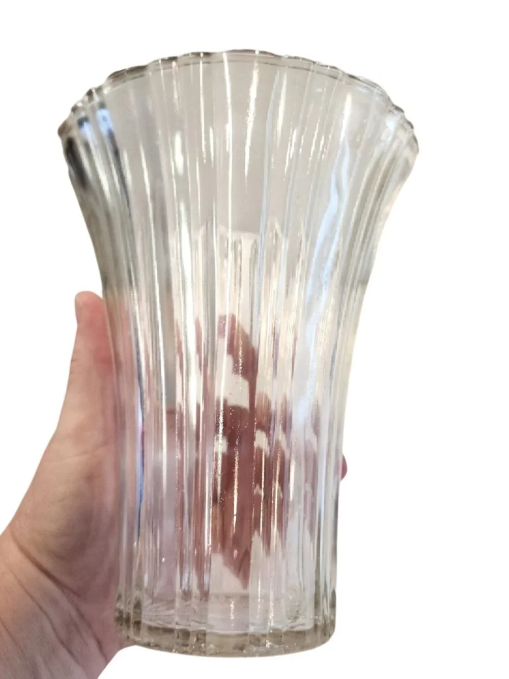 Vintage 1930s Anchor Hocking Old Cafe Clear Pattern Glass Flower Vase